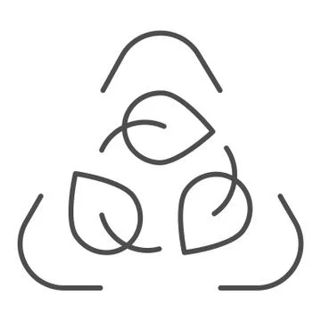 Recycling thin line icon. Leaves vector illustration isolated on white 库存插图