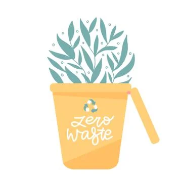 Recycling trash bin for waste sorting poster. Cans for different types of lit Illustrazione stock