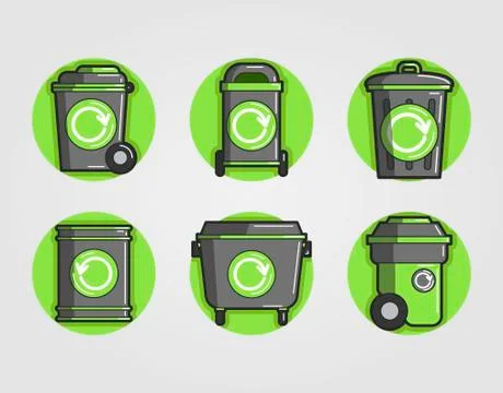 Recycling trash container vector set Stock Illustration