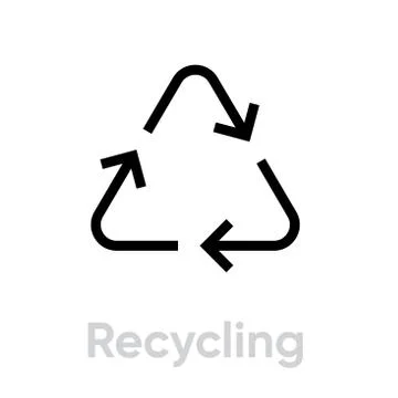 Recycling vector icon. Three chasing arrows editable line pictogram Stock Illustration