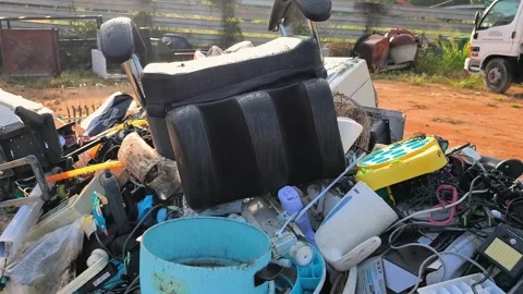Recycling waste scrap yard Stock Footage 303008514