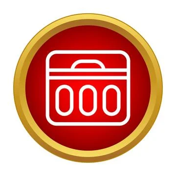 Recycling waste sorting bin icon red circle Stock Illustration