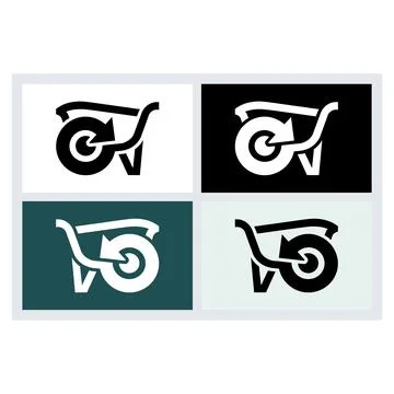 Recycling Wheelbarrow Icon Set Vector Stock Illustration