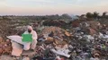 Recycling worker hold green screen slow motion  HD видео футажи