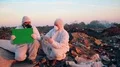 Recycling workers hold green screen and tablet ,corona virus,COVID-19, 4k or 4k+ Resolution