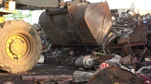 Recycling yard scrap metal Stock Footage 102448616