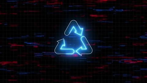 Recyle icon animated digital concept Stock Footage 257508484