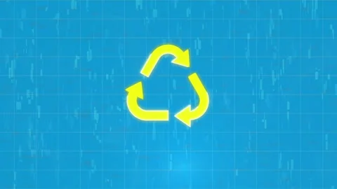 Recyle icon animated digital concept Stock Footage 258583986