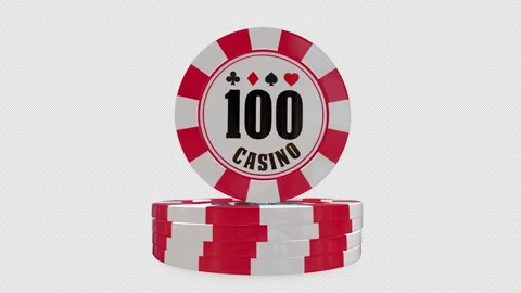 Red 100 Value Poker Chip 3D Illustration ,with alpha channel. Stock Footage 335889562