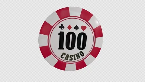 Red 100 Value Poker Chip 3D Illustration With Alpha Channel 스톡 동영상 343431379