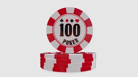 Red 100 Value Poker Chip 3D Illustration With Alpha Channel. Vídeo Stock 344680787