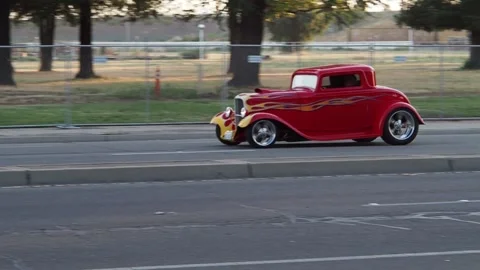 A red 1932 Ford deuce coupe Stock Footage 279864265