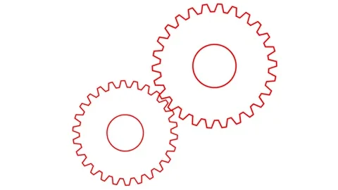 Red 2 gears line white Vídeo Stock 251865728