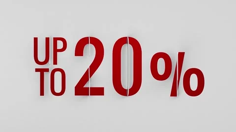 Red 20% Off special offer on white background. Vídeo Stock 266833012