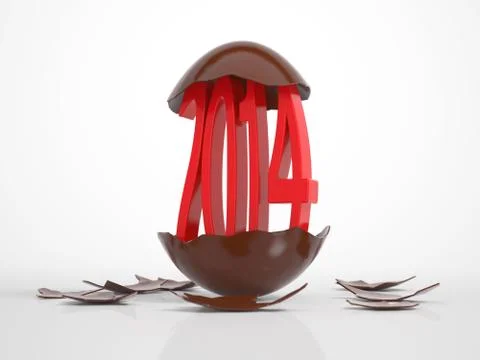Red 2014 hatches out of an egg Stock Illustration
