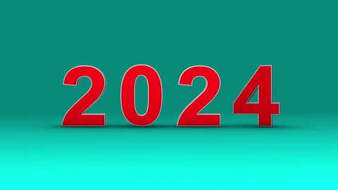 Red 2024 title with luma mask Loop rotation Video stock 258217571