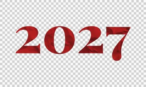 Red 2027 text isolated on white background for New Year celebration and cal.. Stock Illustration