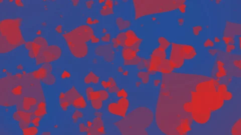 Red 2d hearts fly randomly Stock Footage 171374777