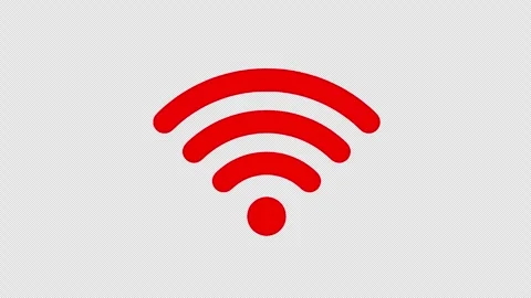 Red 2D Wifi Wireless Signal Icon. Alpha Channel. Transparent Background. Stock Footage 334063076