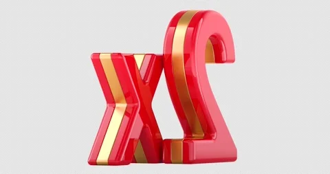 Red 2x double multiplier symbol rotation animation seamlessly loopable. 3D .. Stock Footage 338329694