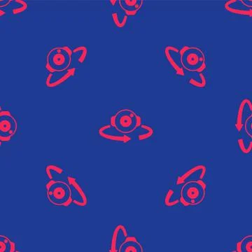 Red 360 degree view icon isolated seamless pattern on blue background. Virtual イラスト素材