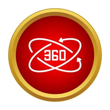 Red 360 degree virtual reality rotation icon Stock Illustration