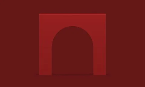 Red 3d archway corner decor element minimal gate entrance geometric constru.. Ilustración de archivo