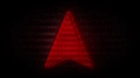 Red 3D Arrow Pointer Symbol Particle Animation on Dark Background Stock Footage 335595241