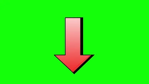Red 3d arrow pointing down with pulsing animation on green screen background loo Stock Footage 333819405