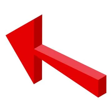 Red 3d arrow pointing left down representing decline concept 스톡 일러스트