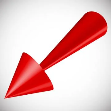 Red 3d arrow render on white. Vector. Ilustración de archivo
