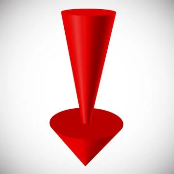 Red 3d arrow render on white. Vector. Ilustración de archivo