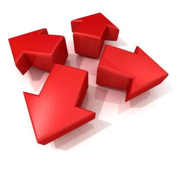 Red 3D arrows expanding. Front view Red 3D arrows expanding. Front view, i... Foto stock