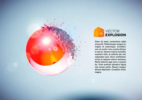 Red 3D ball exploded into pieces Stock Illustration