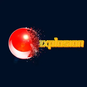 Red 3D ball exploded into pieces Stock Illustration
