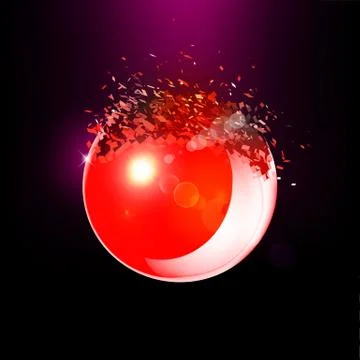 Red 3D ball exploded into pieces Stock Illustration