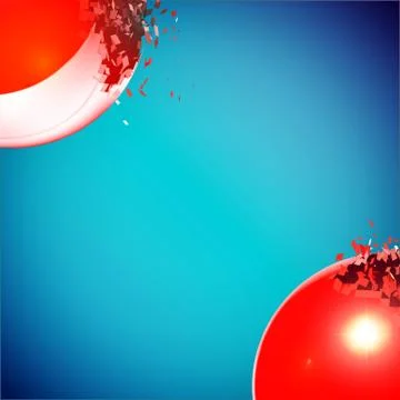Red 3D balls exploded into pieces Stock Illustration