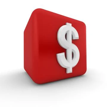 Red 3d block with a dollar symbol Stock Illustration
