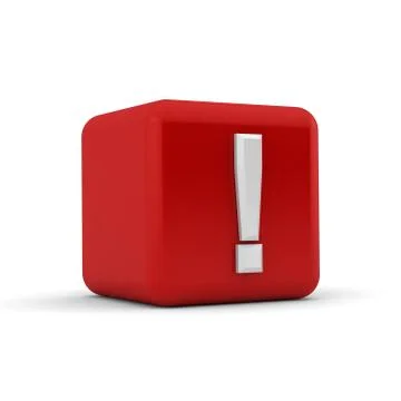 Red 3d block with a exclamation mark Stock Illustration