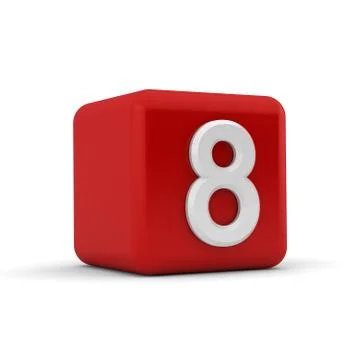 Red 3d block with number eight Stock Illustration