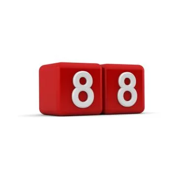 Red 3d block with number eighty eight Stock Illustration