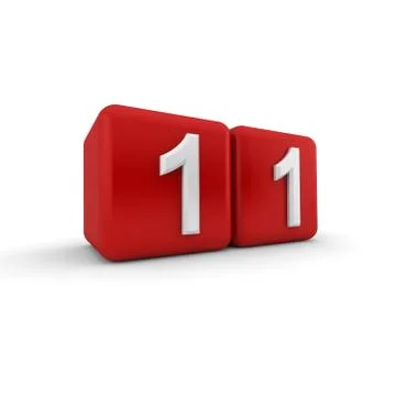 Red 3d block with number eleven Stock Illustration