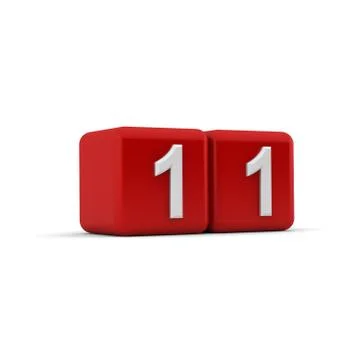 Red 3d block with number eleven Stock Illustration