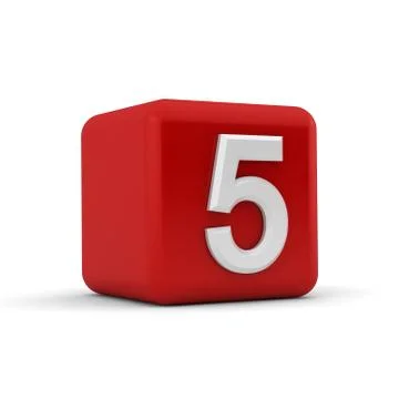 Red 3d block with number five Stock Illustration