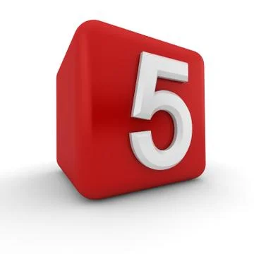 Red 3d block with number five Stock Illustration