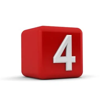 Red 3d block with number four Stock Illustration
