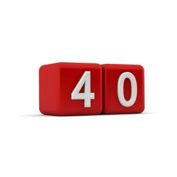 Red 3d block with number fourty Stock Illustration