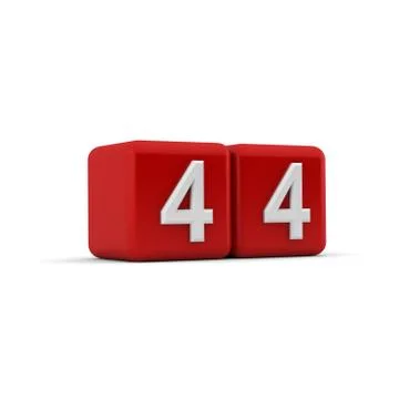 Red 3d block with number fourty four Stock Illustration