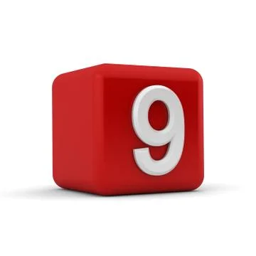 Red 3d block with number nine Stock Illustration