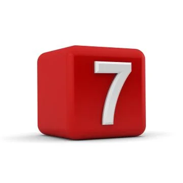 Red 3d block with number seven Stock Illustration
